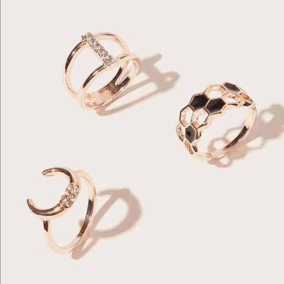 Jewelry - 🆕 3 pc. Geo Ring Set